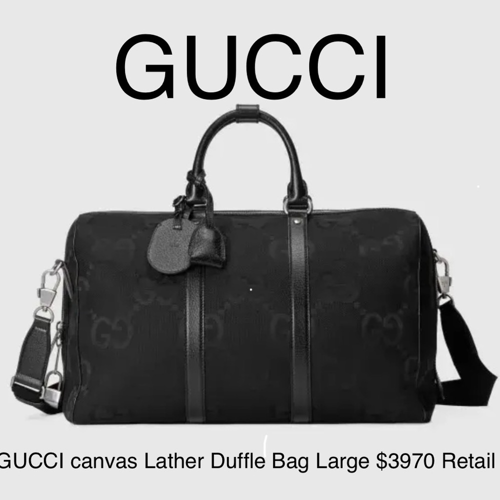 Black Gucci large GG LOGO Travel Duffel Bag